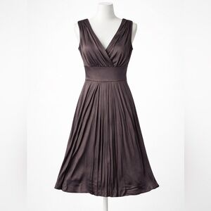 🤎 NWT Laundry by Shelli Segal Brown V-Neck Fit & Flare Dress | 8P
